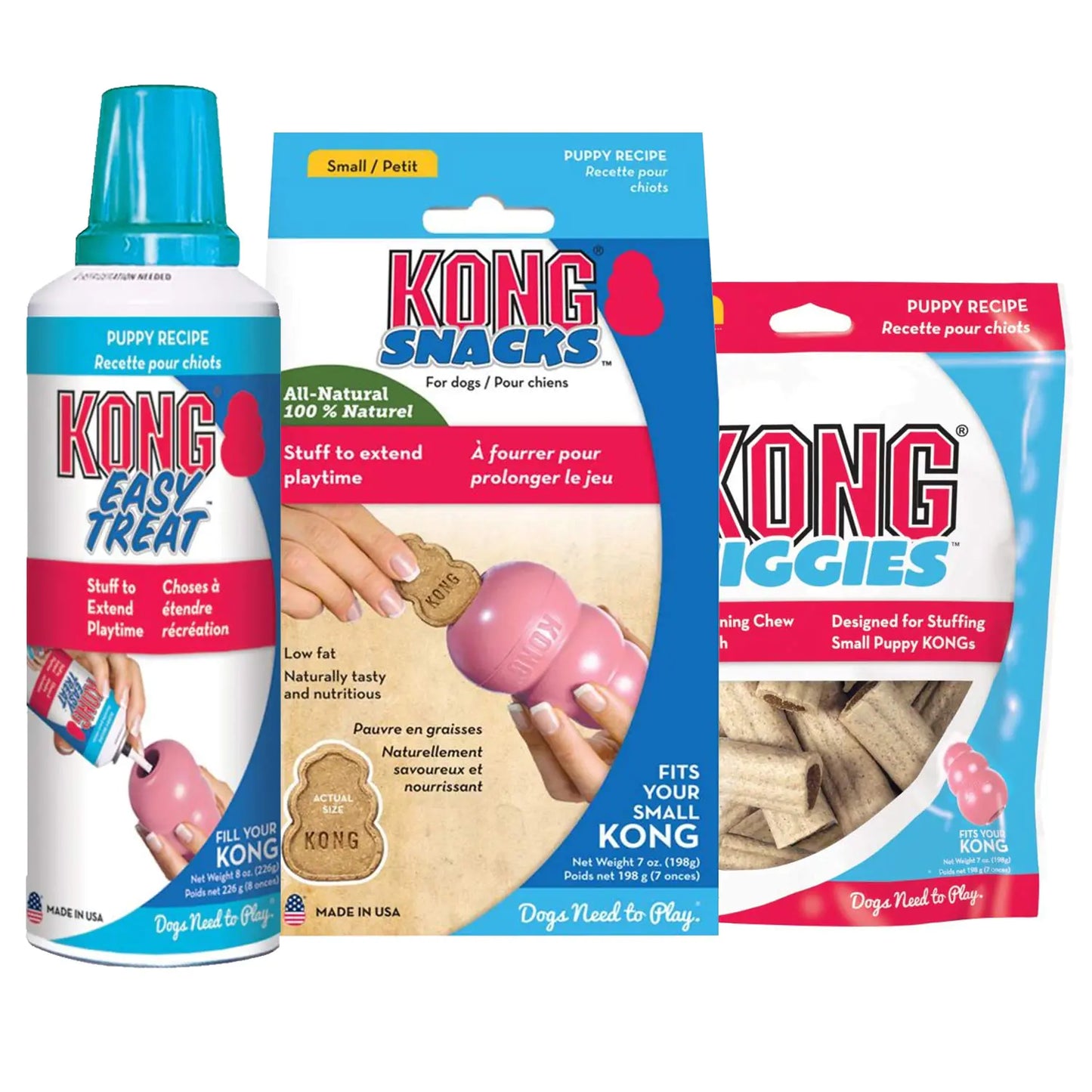 KONG Puppy Delight Treats Combo - Snacks, Spray & Ziggies for Small Pups