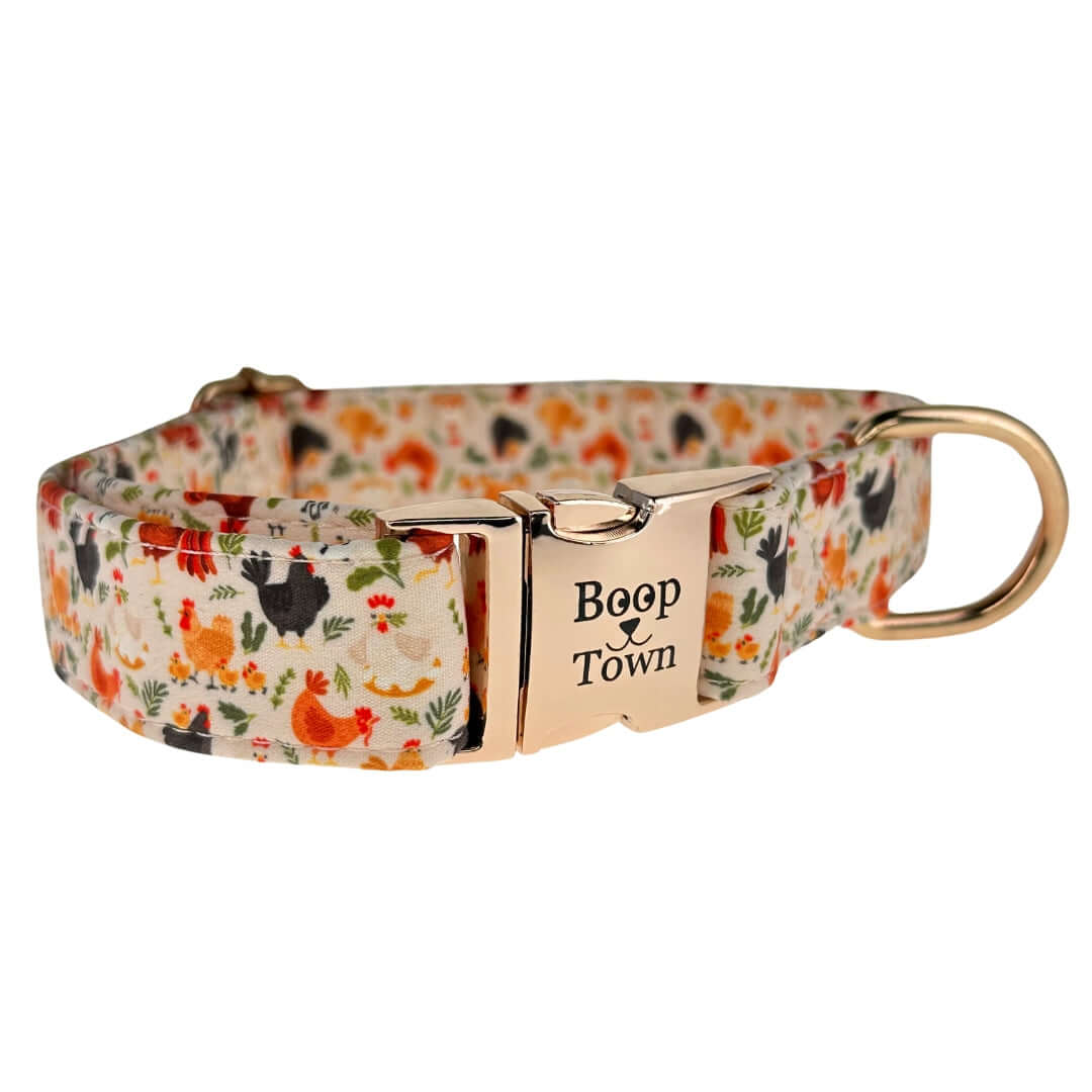 Boop Town Durable Soft Comfortable Cotton Dog Collars with colorful animal patterns and metal buckle.