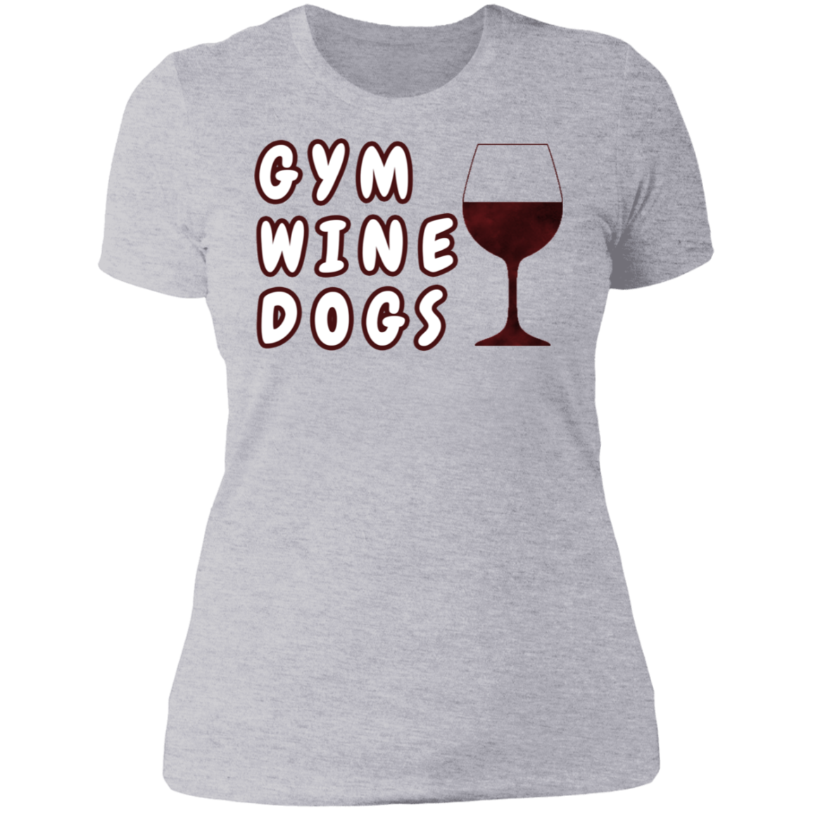Ladies' Boyfriend T-Shirt Gym, Wine, Dogs-2