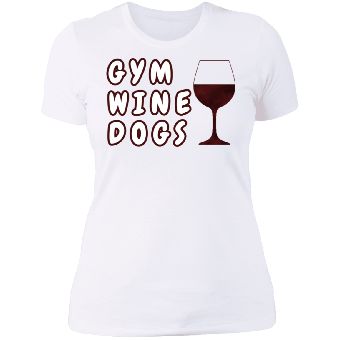 Ladies' Boyfriend T-Shirt Gym, Wine, Dogs-3