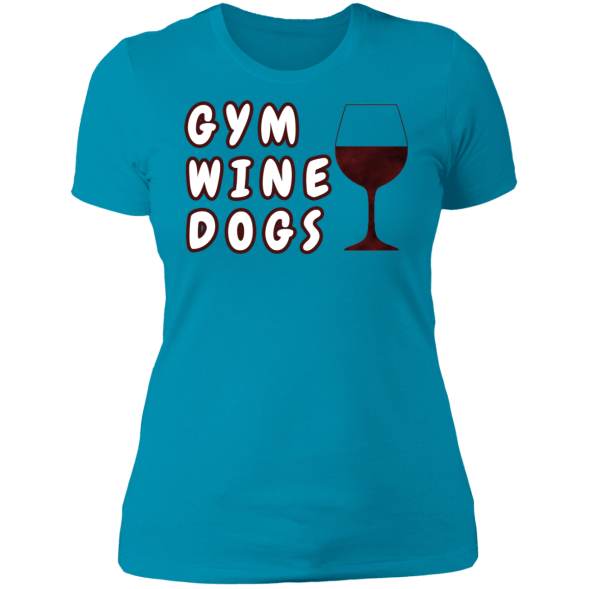 Ladies' Boyfriend T-Shirt Gym, Wine, Dogs-12