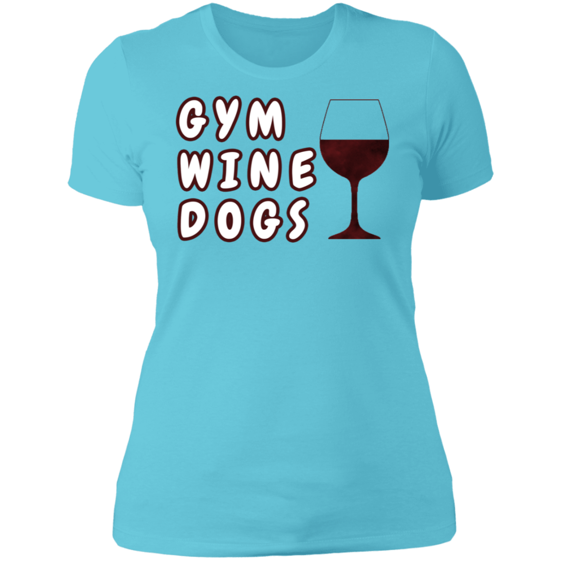 Ladies' Boyfriend T-Shirt Gym, Wine, Dogs-7