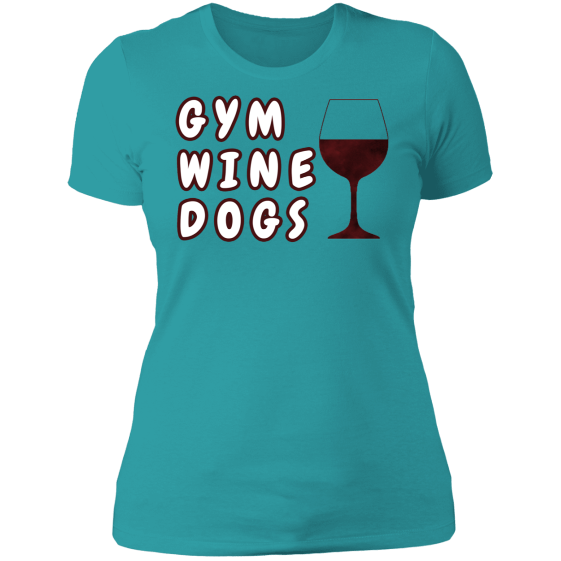 Ladies' Boyfriend T-Shirt Gym, Wine, Dogs-11