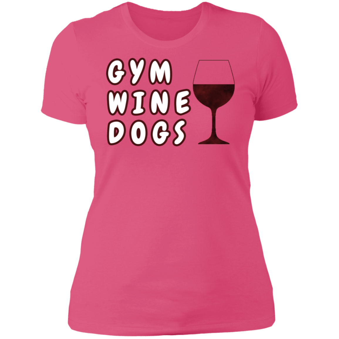 Ladies' Boyfriend T-Shirt Gym, Wine, Dogs-0