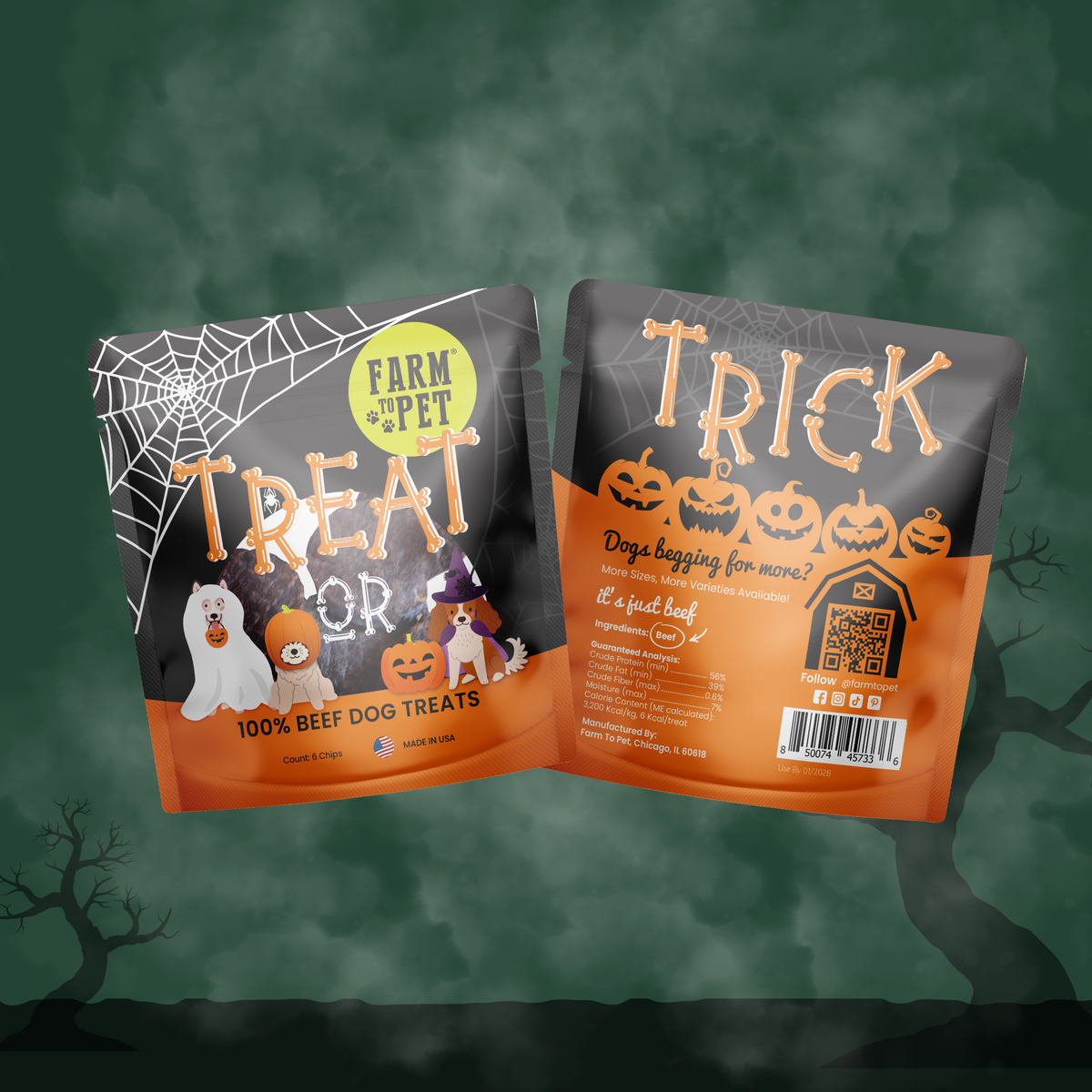 Farm to Pet Halloween Dog Treat Snack Pack Bundle