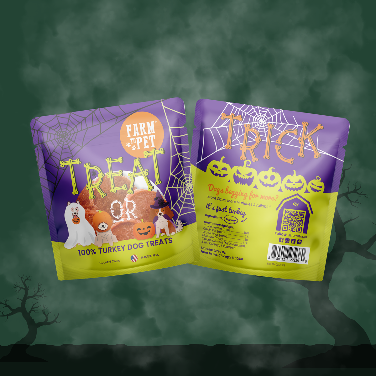 Farm to Pet Halloween Dog Treat Snack Pack Bundle