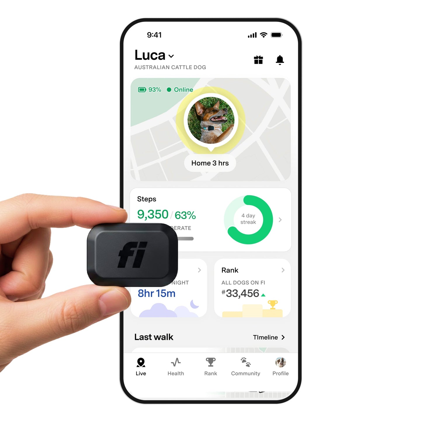 Fi Mini GPS Tracker for Dogs 6-Month Membership Included Smart Pet Tracking Collar Attachment Lightweight