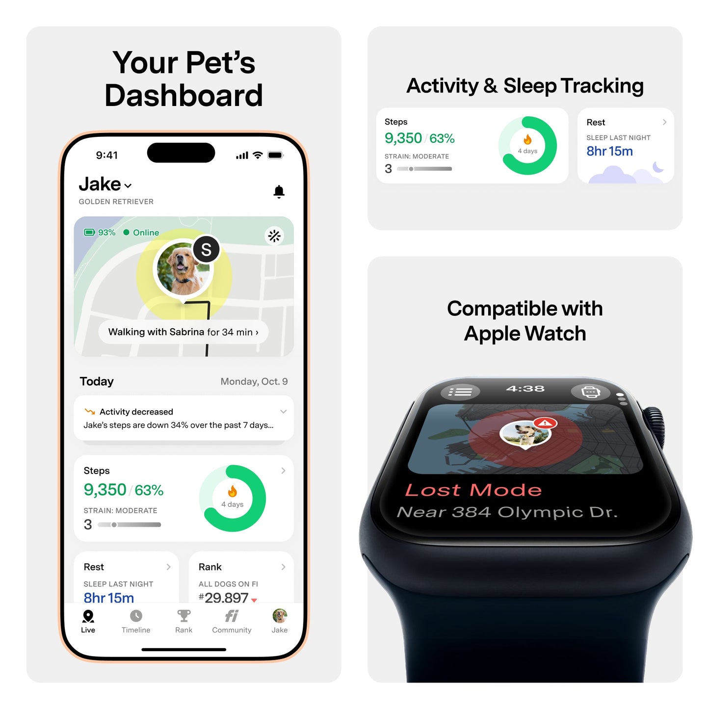 Fi Mini GPS Tracker for Dogs 6-Month Membership Included Smart Pet Tracking Collar Attachment Lightweight