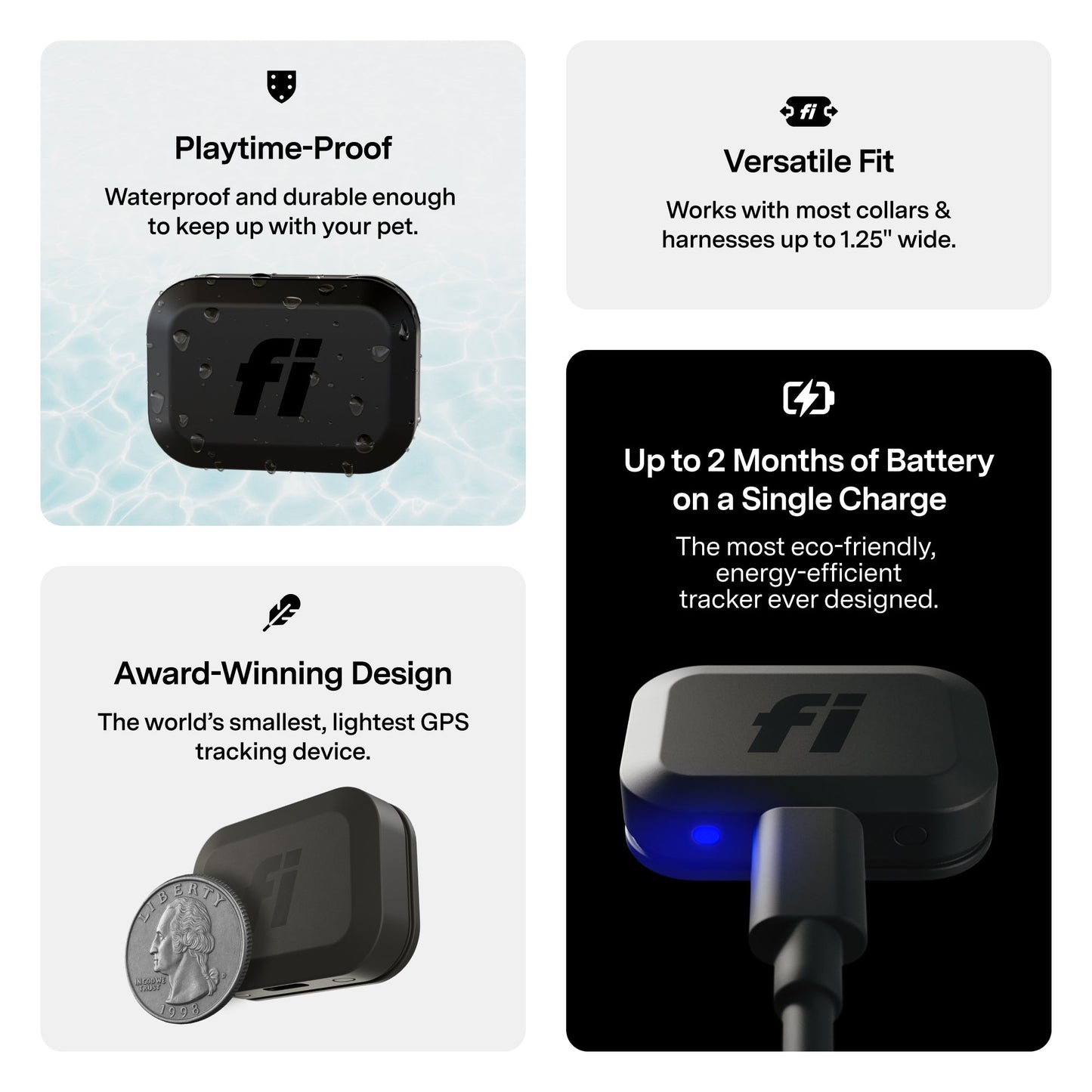 Fi Mini GPS Tracker for Dogs 6-Month Membership Included Smart Pet Tracking Collar Attachment Lightweight