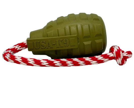 USA-K9 Grenade Rubber Dog Toy – Large, Army Green