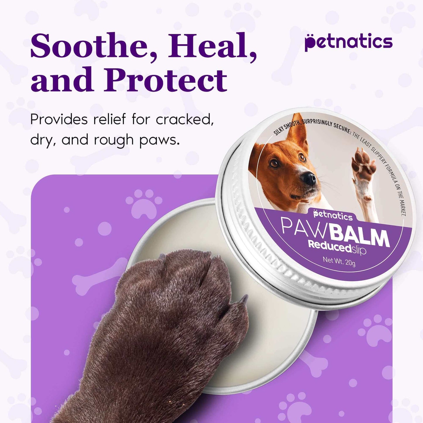 PawBalm Reduced Slip Dog Paw Balm for soothing and protecting cracked, dry, and rough paws.