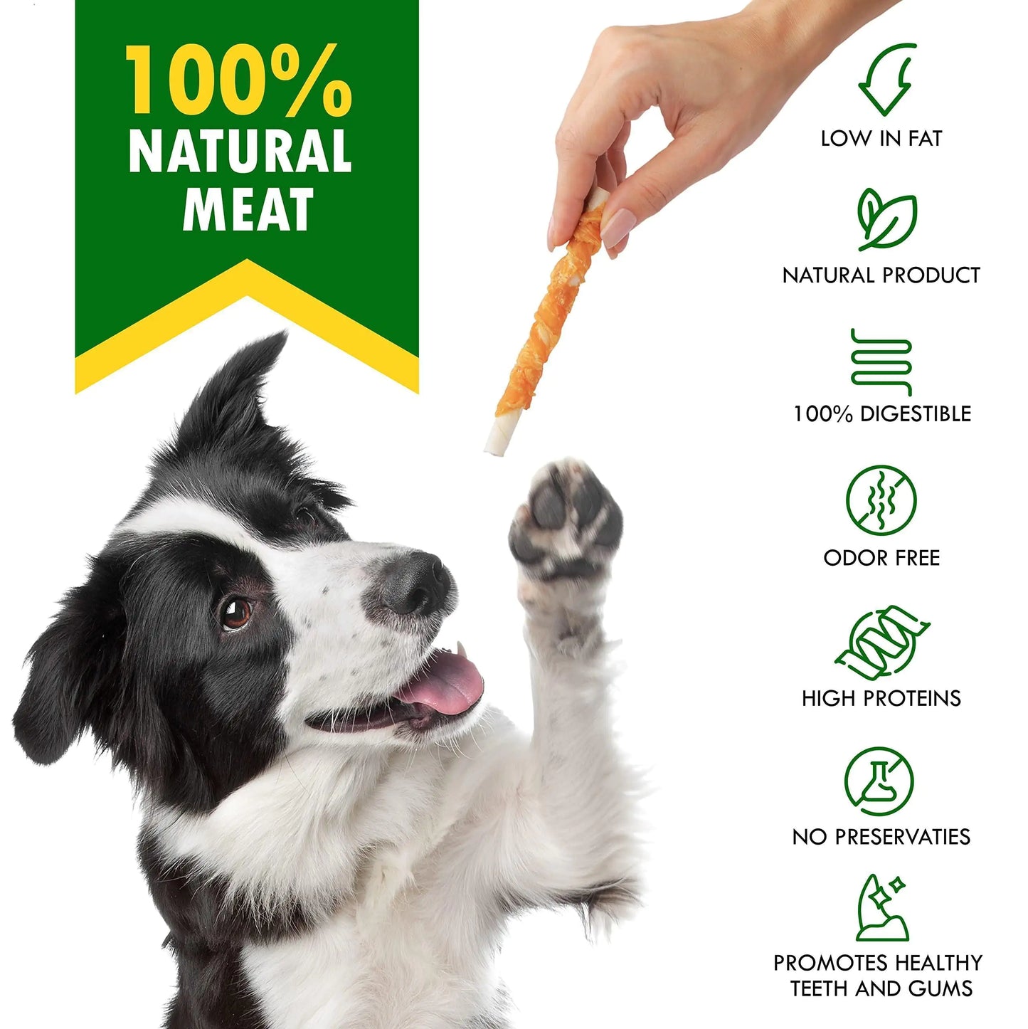 Chicken-Wrapped Rawhide Chew Sticks for Dogs