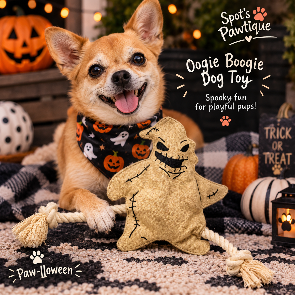 Disney Oogie Boogie Squeaky & Crinkle Dog Toy
