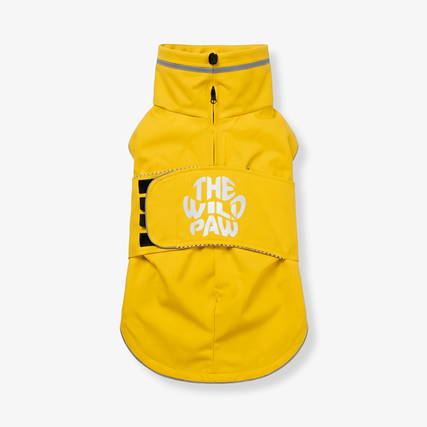 Wild Paw's WildGuard Rain Coat in vibrant yellow, designed for durability and visibility during rainy adventures.