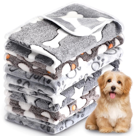 6-Pack Puppy Flannel Blankets