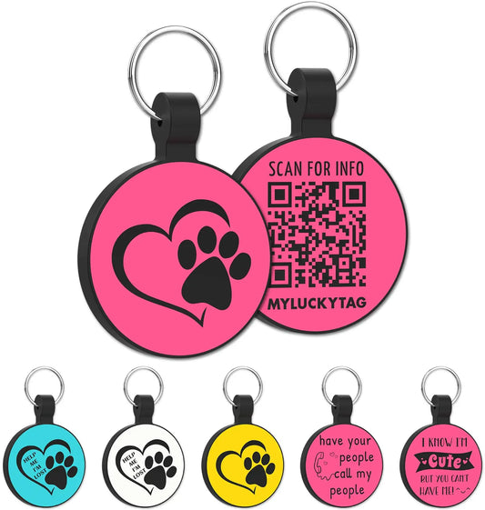 QR Code Silicone Pet ID Tag Dog Tag Online Pet Profile Pet Location, Alert Email, Digital