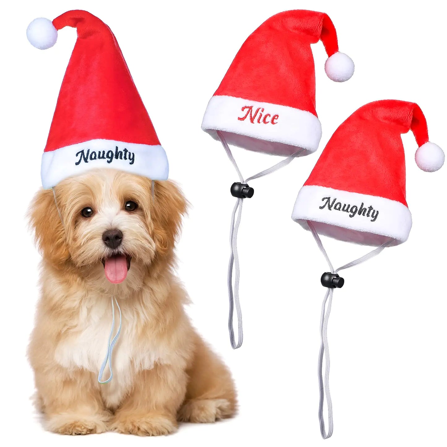 2 Pieces Dog Santa Hat Cute Christmas Hats Adjustable