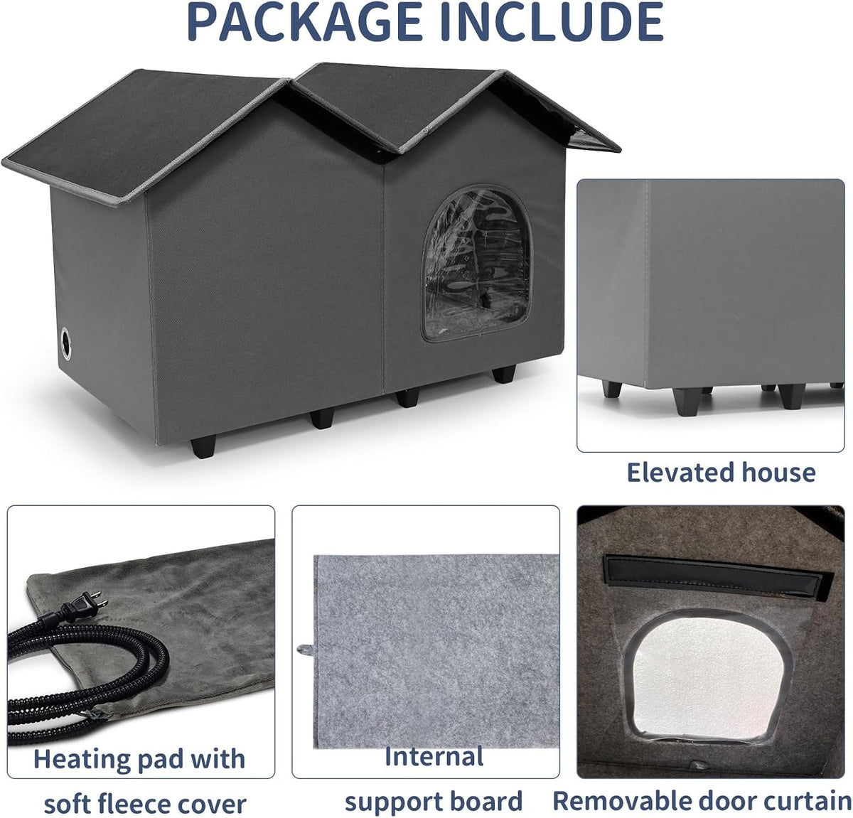 Elevated Heated Cat House for Indoor & Outdoor Cats