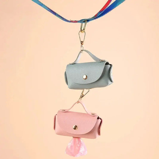 Stylish Leather Portable Dog Poop Bag Organizer