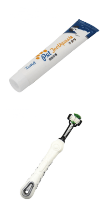 Dog Toothpaste by Dog Hugs Cat tube with toothbrush for pet dental care.