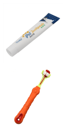 Dog Toothpaste by Dog Hugs Cat and a toothbrush for pets, perfect for maintaining your dog's dental hygiene.