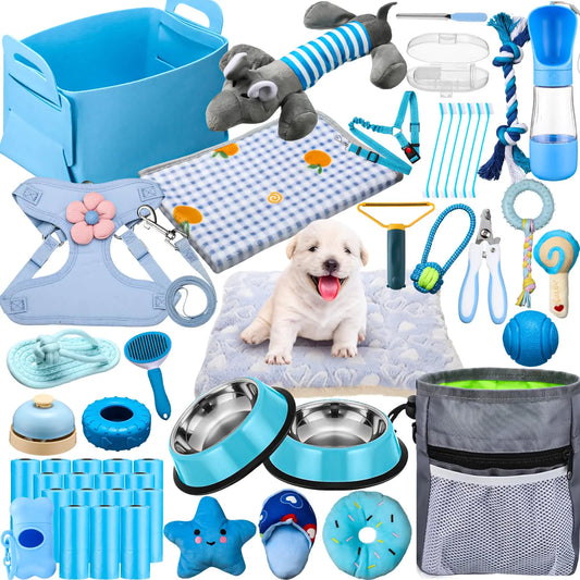 BlueJoy 50-Piece Puppy Care Kit for Small Dogs with Accessories and Essentials
