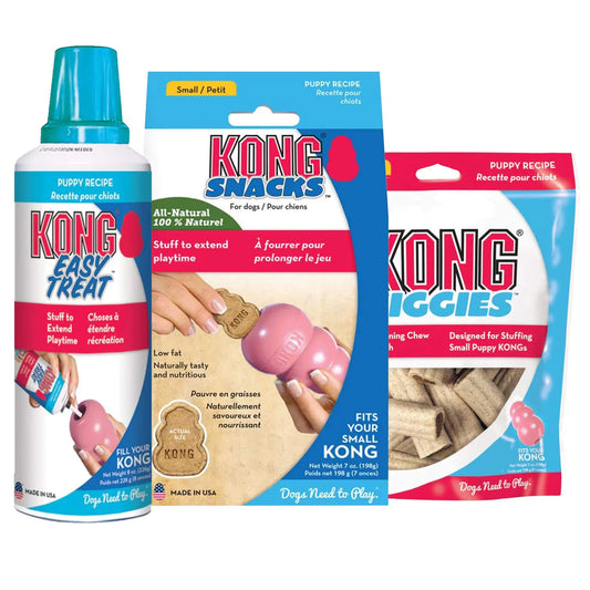 KONG Puppy Delight Treats Combo - Snacks, Spray & Ziggies for Small Pups