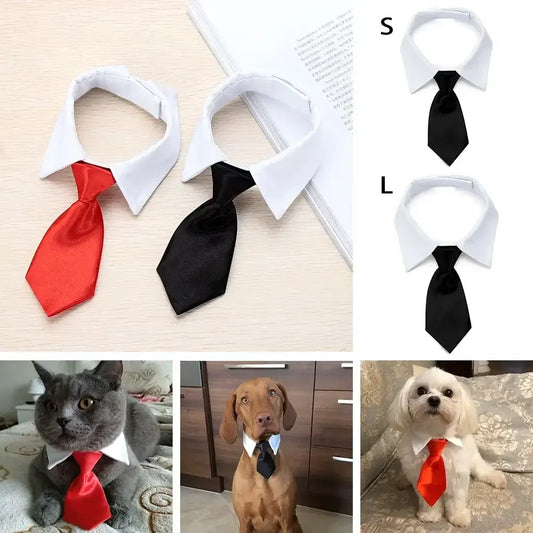 Pet Formal Tuxedo Necktie Bow Tie Collar in Black & Red