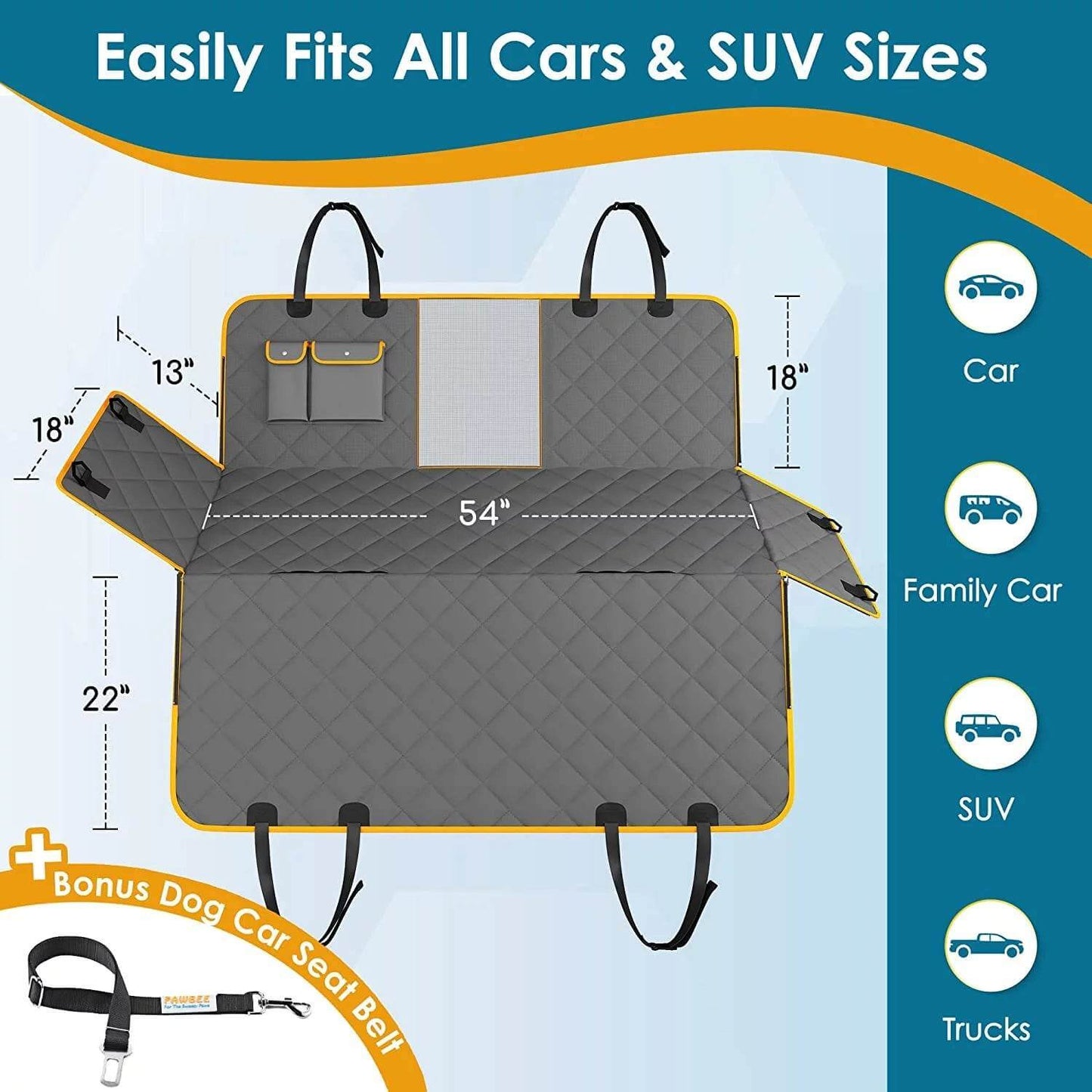 Housse de siège de voiture de luxe pour chien – Imperméable, antidérapante et prête pour le voyage | La collection Max & Rex