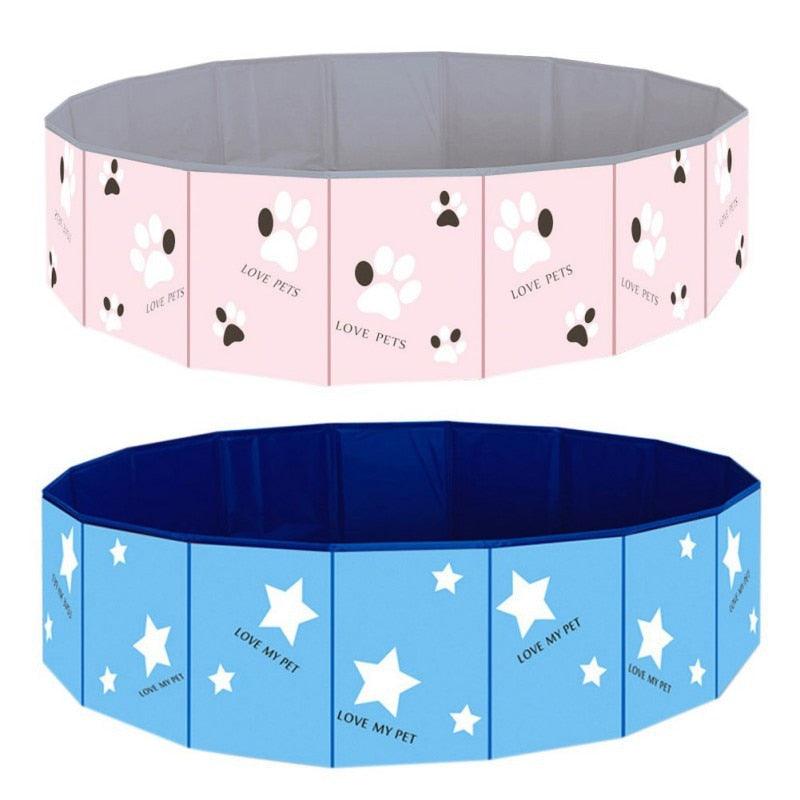 Dog Foldable Pool Portable Swimming Pool in pink and blue designs, perfect for pet bathing and playtime.