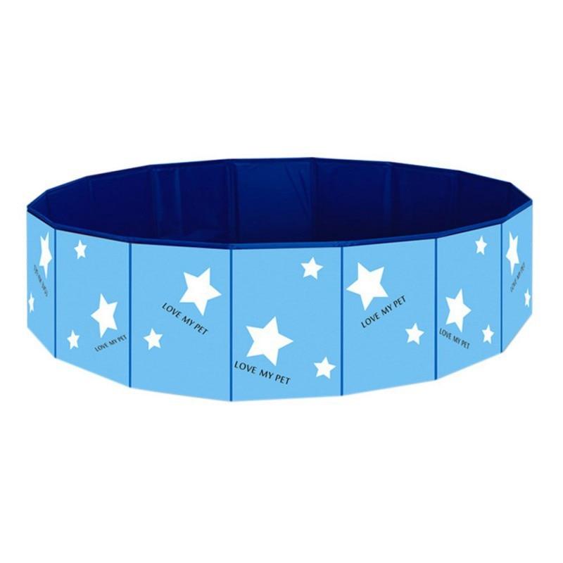 Dog Foldable Pool Portable Swimming Pool with blue star design for pets to play and splash in.