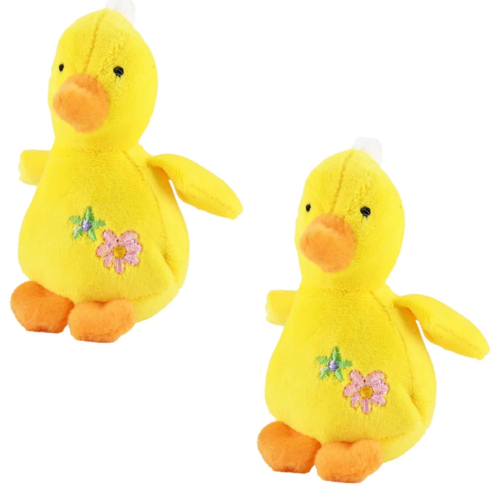 Baby Duck Plush Squeaker Dog Toys, soft pastel-colored plush duck toys with a built-in squeaker.