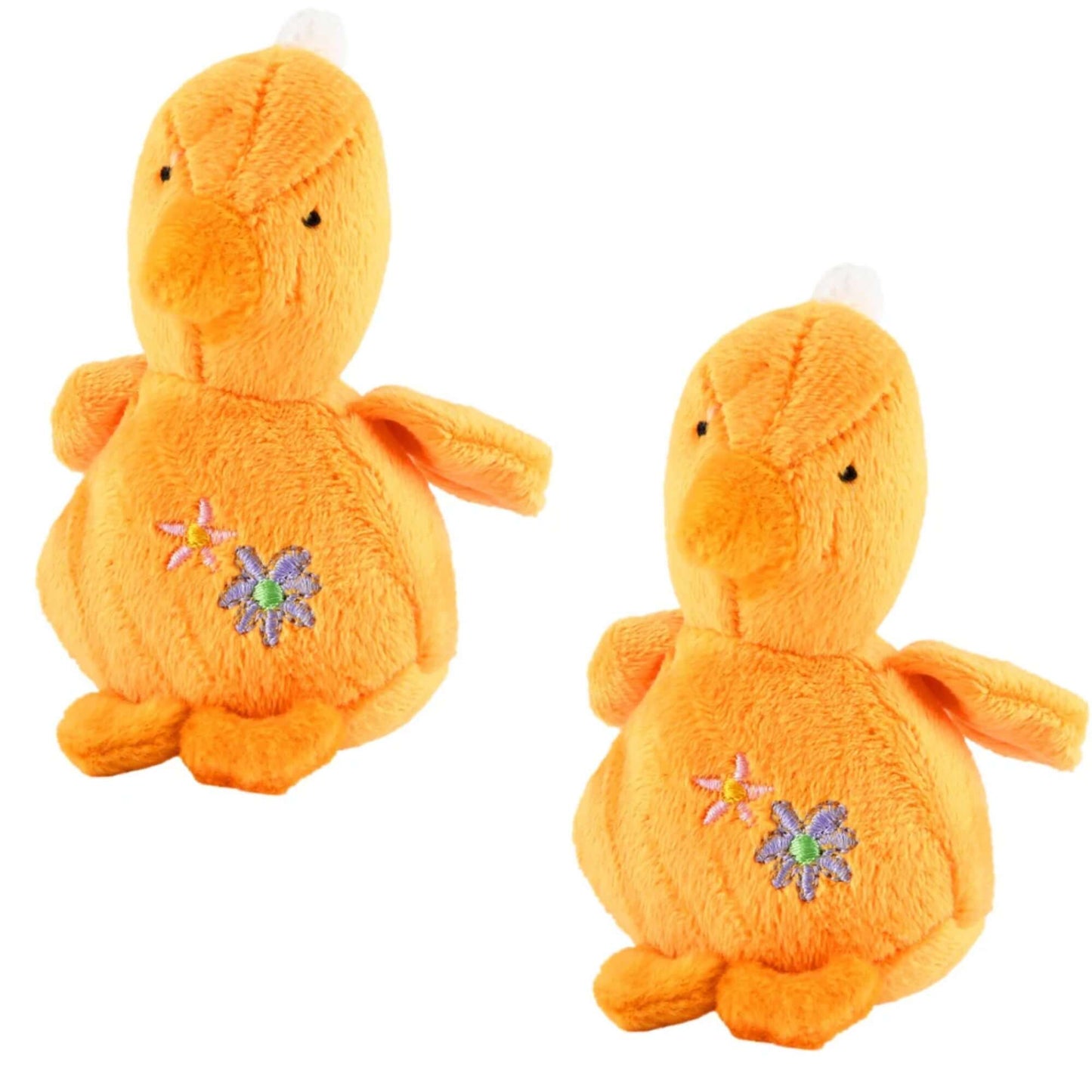 Baby Duck Plush Squeaker Dog Toys in orange, featuring soft material and squeaker for playful pets.