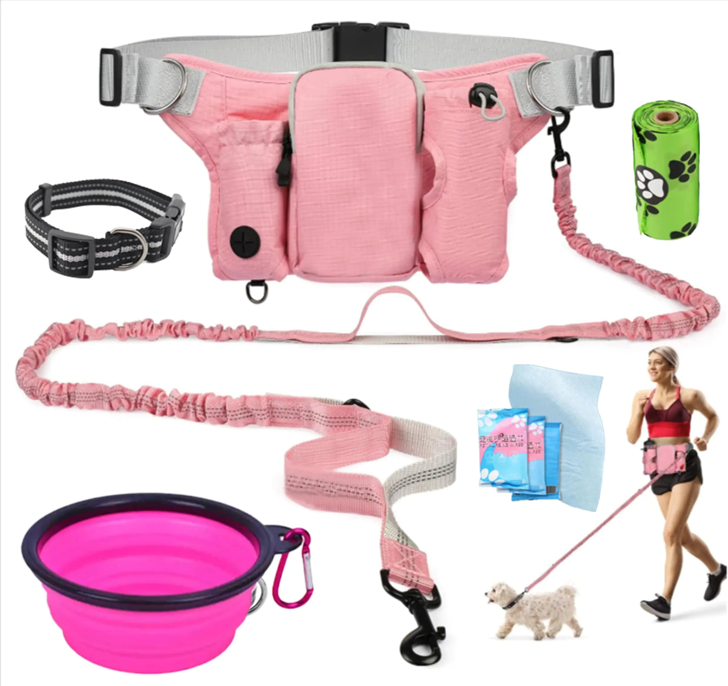 Hands Free Dog Leash Waist Leash for Dog Walking Fanny Pack Treat  Training Pouch