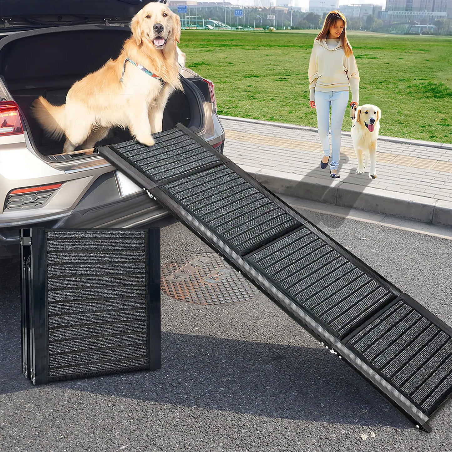 MaxRamp Folding Dog Stairs for SUVs and Cars