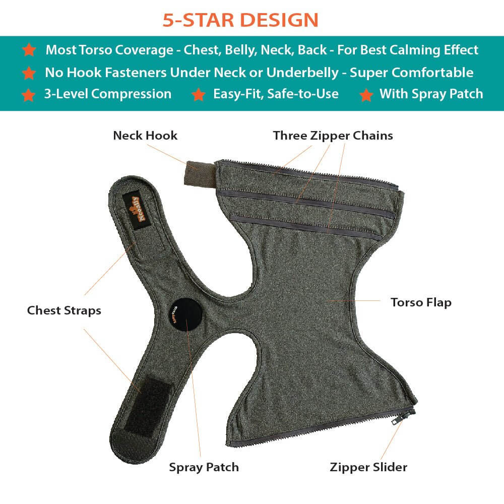 NeoAlly Upgraded Dog Surgical Recovery Vest for Dogs and Cats featuring 5-star design with chest coverage and comfort features.