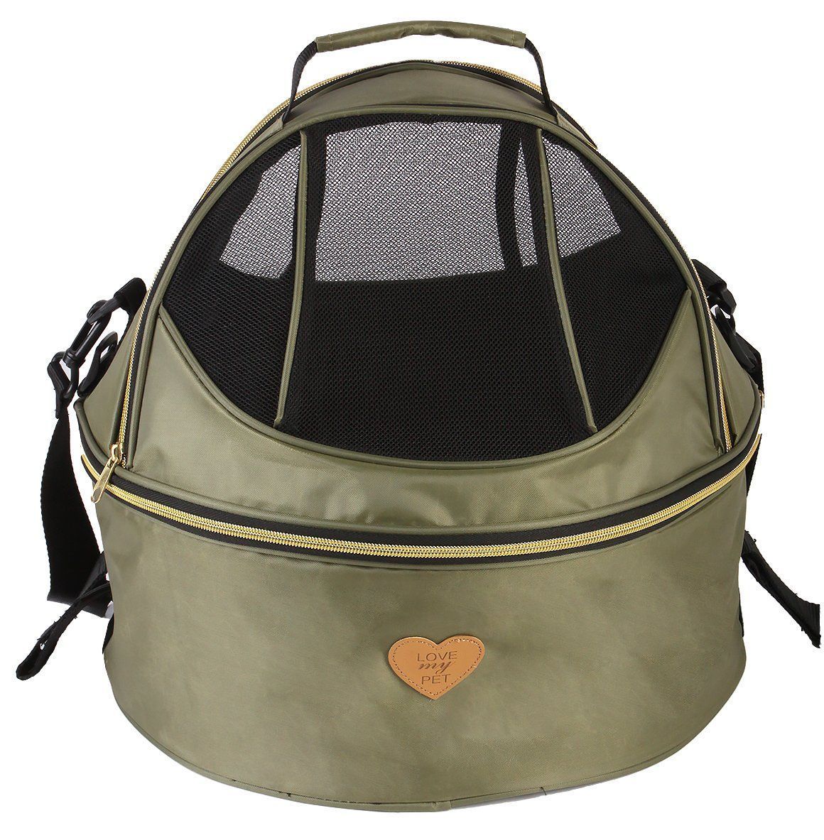 Pet Life ®  'Air-Venture' Dual-Zip Airline Approved Panoramic Circular Travel Pet Dog Carrier