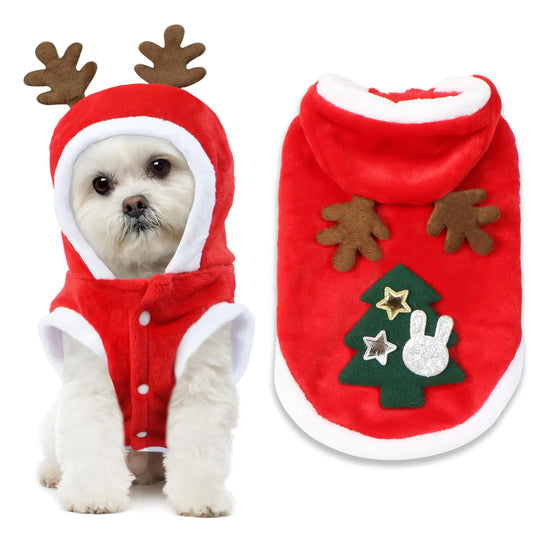 Festive Reindeer Dog Costume with Antlers
