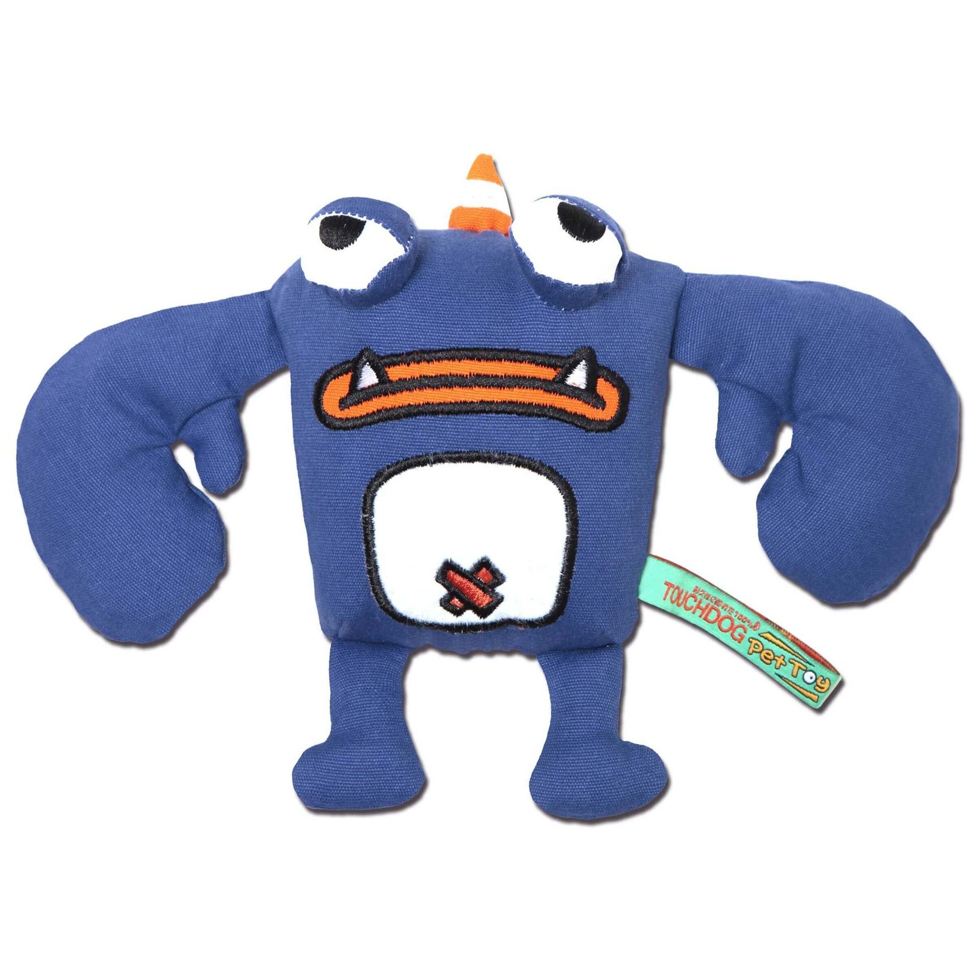 Touchdog Cartoon Crabby Tooth Monster Plush Dog Toy, a fun and playful plush toy for dogs to chew and play with.