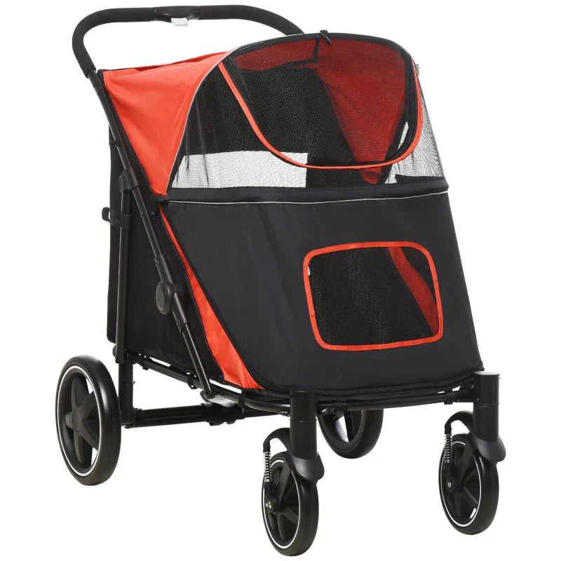 One-Click Foldable Stroller for Large Medium Small Dogs, Pet, Cats with Storage