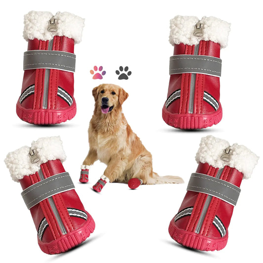 Winter Paw Protectors for Dogs with Reflective Safety Strips