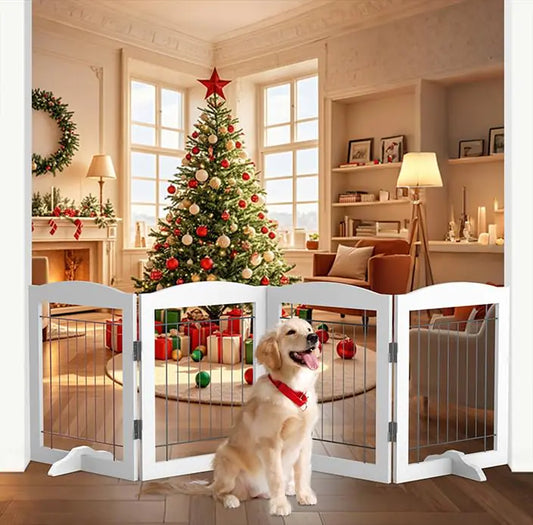 Indoor Pet Barrier: 4-Panel Foldable Gate